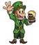 Happy Leprechaun Holding Beer