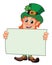 Happy Leprechaun Holding Blank Sign