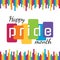 Happy lgbt pride month banner with typography text on abstract modern sharp rainbow Sticks background vector design