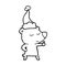 happy line drawing of a bear giving thumbs up wearing santa hat