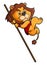 The happy lion as the professional pole vault