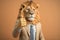 happy lion in a business suit thumb up, created with Generative AI technology