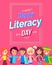 Happy Literacy Day Colorful Bright Postcard