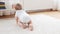 Happy little baby crawling in living room at home 22