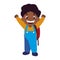 happy little black schoolboy with schoolbag character