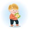 Happy Little Boy Eating Sandwich. Healthy Diet and Nutrition for Joyful Living