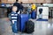 Happy little boy with luggage