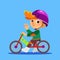 Happy little boy riding balance bike.