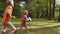 Happy little boy running with soccer ball