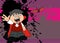 Happy little dracula kid cartoon halloween background