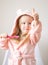 Happy Little Girl Brushing Her Teeth, Pink Toothbrush, Dental Hygiene, Morning Night Healthy