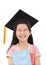 Happy little girl graduation holding books