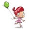 Happy little girl running with balloon