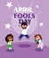 Happy little girls april fools day card