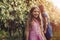 Happy little girls in vineyard