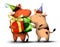 Happy little ox, bull gets holiday gift box from his friend. Gifts and surprises for the new year 2021 and birthday. Symbol of