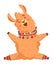Happy llama. Joyful alpaca jumping. Cute cartoon character
