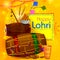 Happy Lohri Punjabi religious holiday background for harvesting festival of India