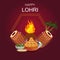 Happy Lohri Punjabi religious holiday background for harvesting festival of India