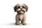 a happy long hair Shih Tzu puppy dog in front of a white background. Generative ai