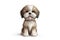 a happy long hair Shih Tzu puppy dog in front of a white background. Generative ai
