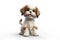 a happy long hair Shih Tzu puppy dog in front of a white background. Generative ai