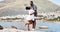 Happy, love and couple on beach date together relax on summer vacation or holiday to Brazil. Nature, earth beauty and