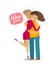 Happy loving couple hugging each other. Romance concept. Cartoon vector illustration in flat style