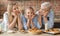 Happy loving family making bakery together at kitchen