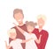 Happy Loving Family. Smiling Parents and Their Kids Standing Close to Each Other Posing Vector Illustration