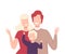Happy Loving Family. Smiling Parents and Their Son Standing Close to Each Other Posing Vector Illustration
