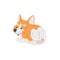 Happy lying corgi dog back view flat style, vector illustration