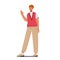 Happy Male Character Waving Hand, Ginger Haired Mustached Man in Casual Clothes Show Welcome Gesture, Gesturing