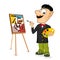 Happy male painter artist with mustache