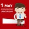 Happy man with banner international labour day