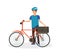 Happy Man with Bicycle Flat Vector Illustration