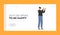 Happy Man Clap Hands Celebrate Success.Landing Page Template. Character Applaud, Cheering, Team Support, Celebration