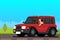 Happy man driving a new suv off road car with glad emotion. A male drive an endure vehicle in the city. Flat style vector illustra