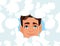 Happy Man with Head in the Clouds Vector Cartoon