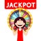 Happy Man with Jackpot Wheel of Fortune