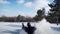 Happy Man Runs in Snow and Tumbles Funny. Joyful Guy Having Fun on Snowy Glade