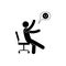 happy man sitting on chair, stick figure pictogram