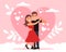 Happy Man and Woman Lovers Dancing Tango Being in Love Vector Illustration