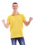 Happy man in a yellow polo shirt