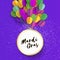 Happy Mardi Gras in paper cut style. Origami Carnival background with ballon. Circle frame. Colorful decoration for