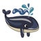 Happy marine whale icon, cartoon style