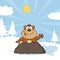 Happy Marmot Cartoon Character Waving In Groundhog Day