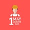 Happy may day lettering vector background. Labour Day logo with worker man. International Workers day illustration.