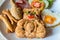 Happy Meal American Style Breakfast Create bear Smile. American style breakfast set, fried rice. Bear set fired rice and chicken ,