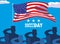 happy memorial day card with flag usa and silhouette of militaries